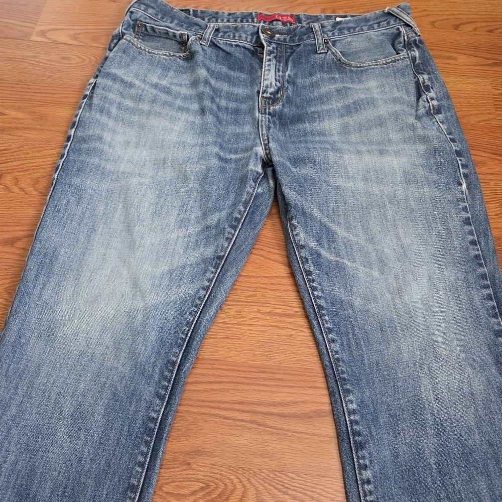 Guess Men's Del Mar Fit Slim Straight Jeans 36x28 Light Wash Blue Denim Classic - Picture 2 of 16